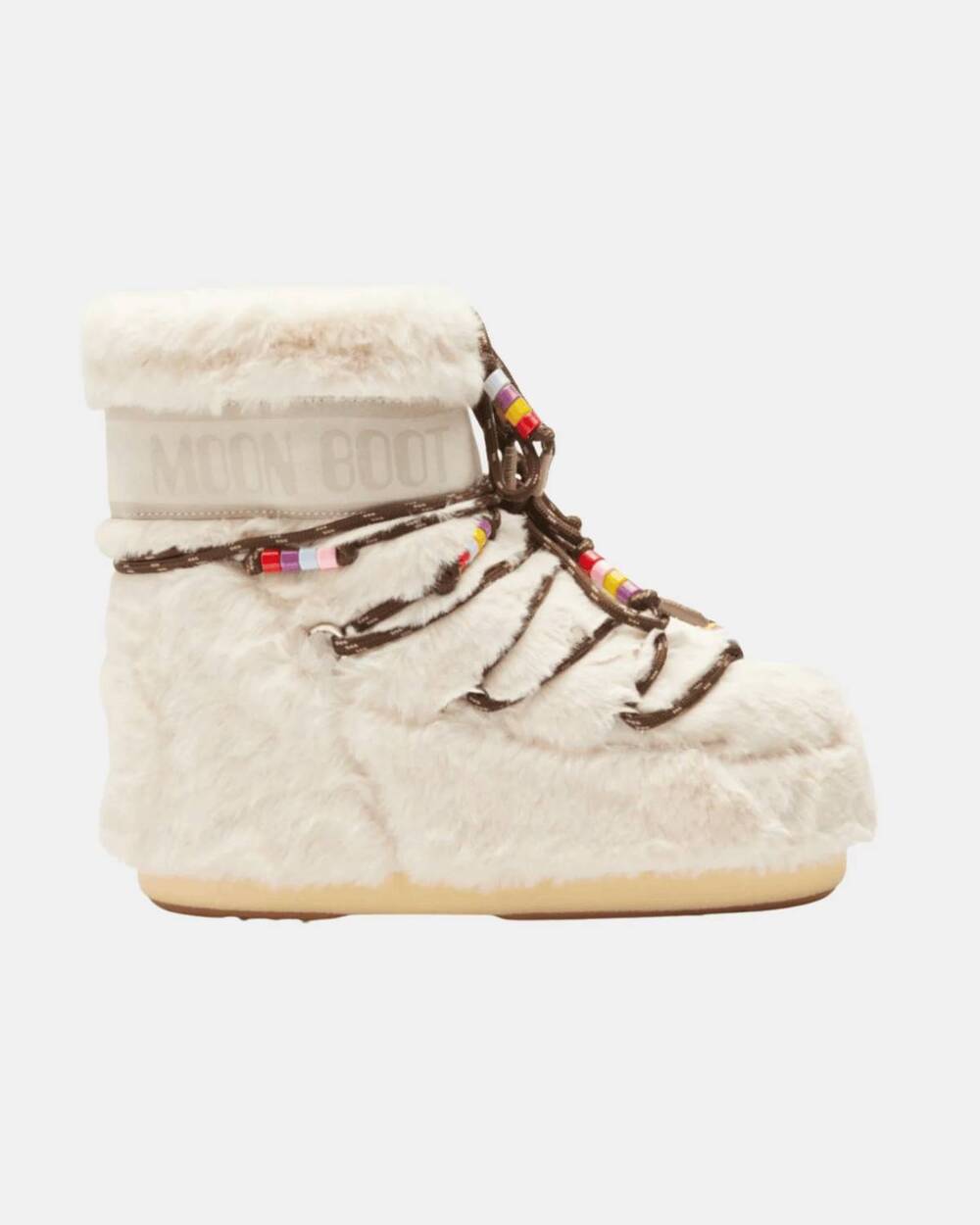 NEW MOON BOOT women's icon faux fur beads low boot in cream
